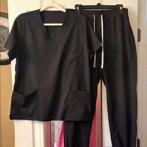 Black Scrub Set with Pockets